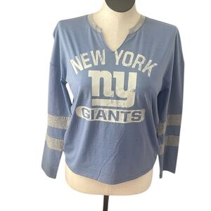 NFL teen top Blue Gray New York Giants Long Sleeve Shirt New Size Large 11/13